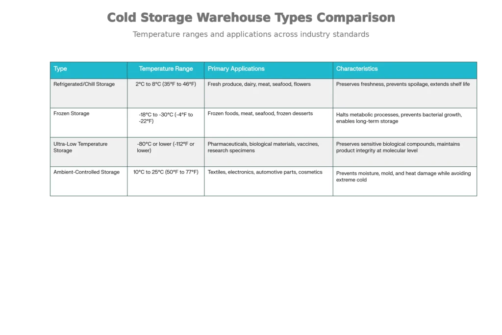 Cold Storage Warehouse Types Comparison